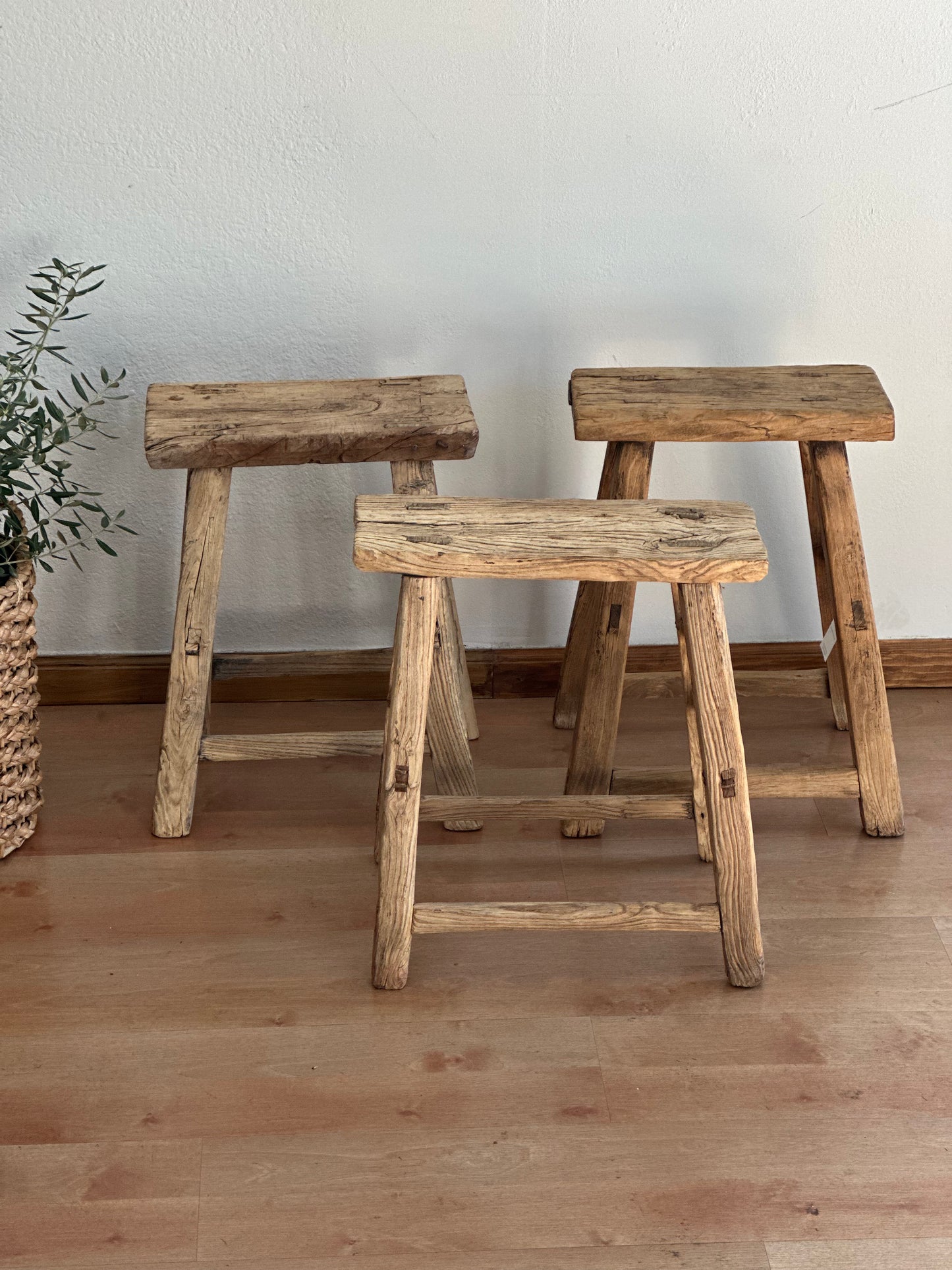 Vintage Reclaimed Tall Elm Stool (Rectangular)