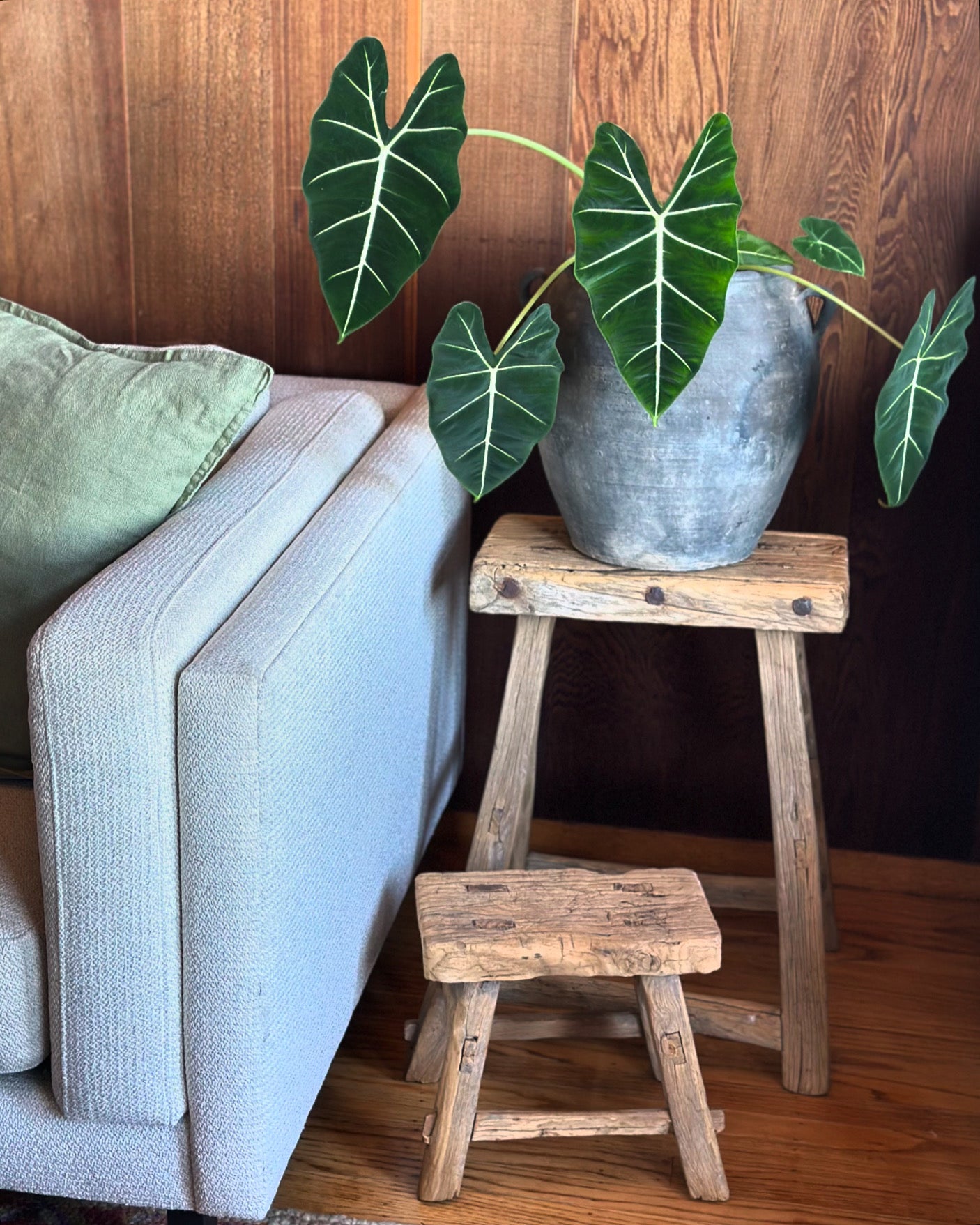 Vintage Reclaimed Tall Elm Stool (Rectangular)