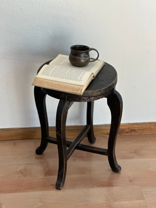 Vintage Black Side Table with Curved Legs