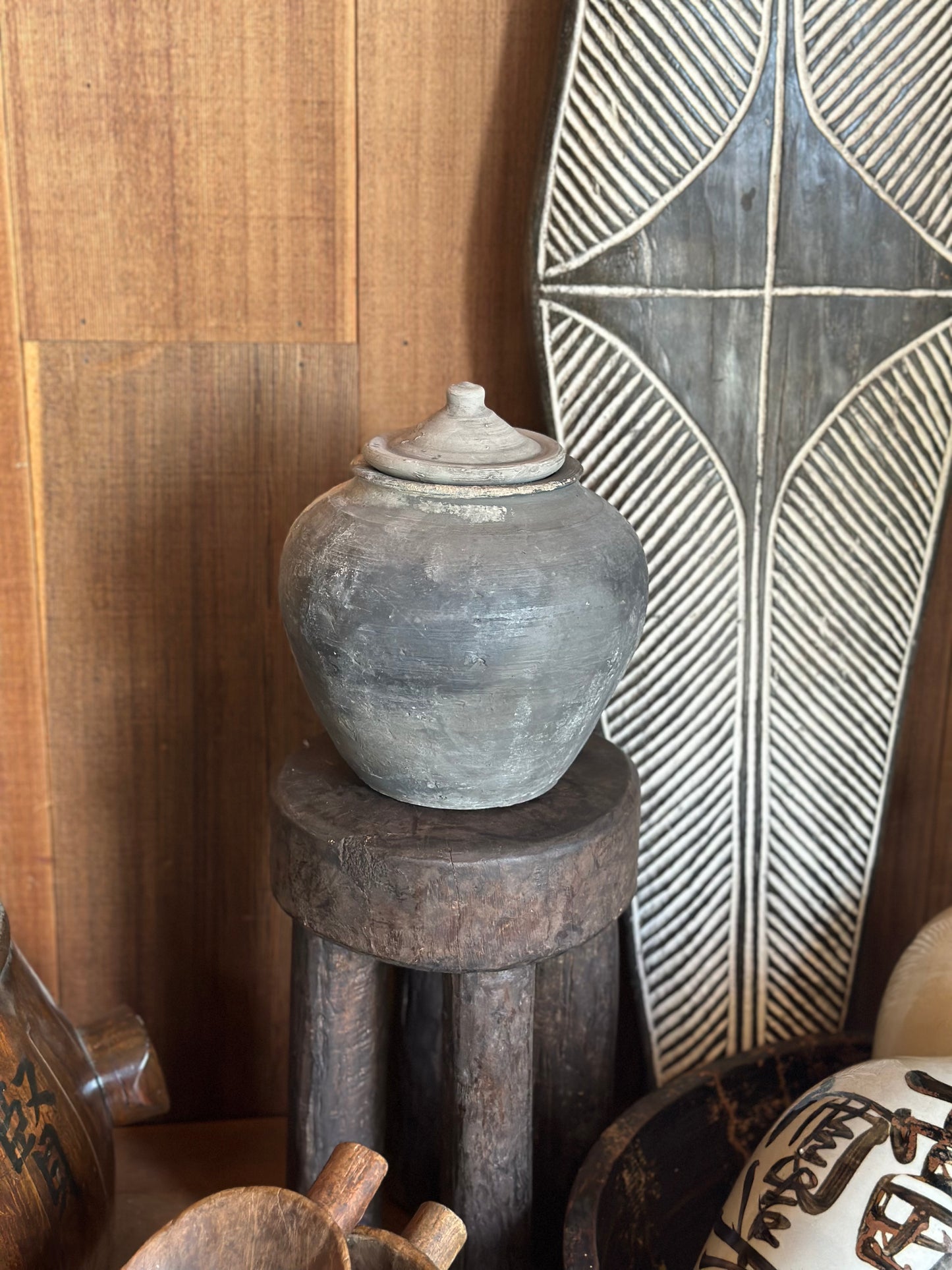 Lidded Village Jar