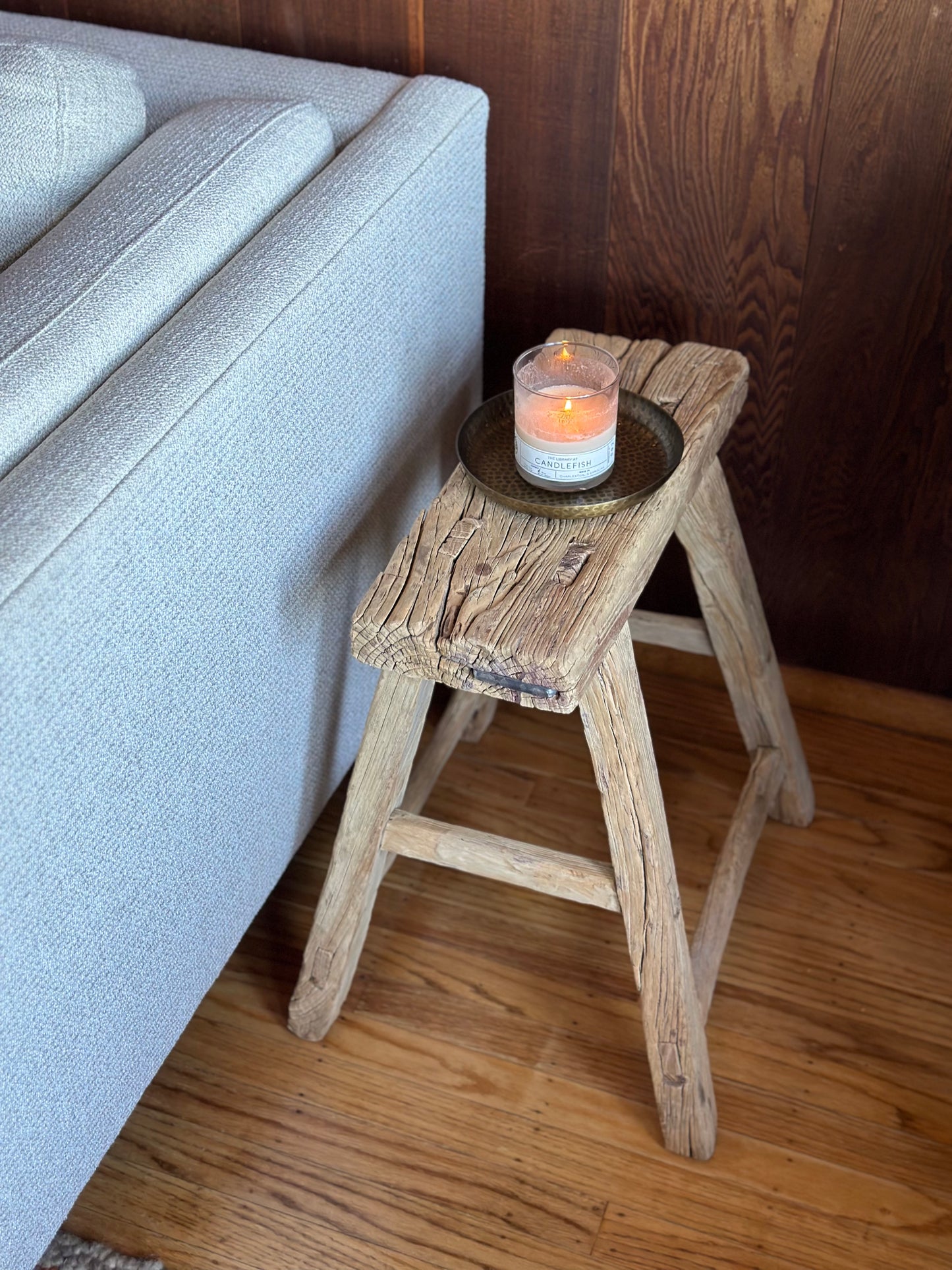 Vintage Reclaimed Tall Elm Stool (Rectangular)