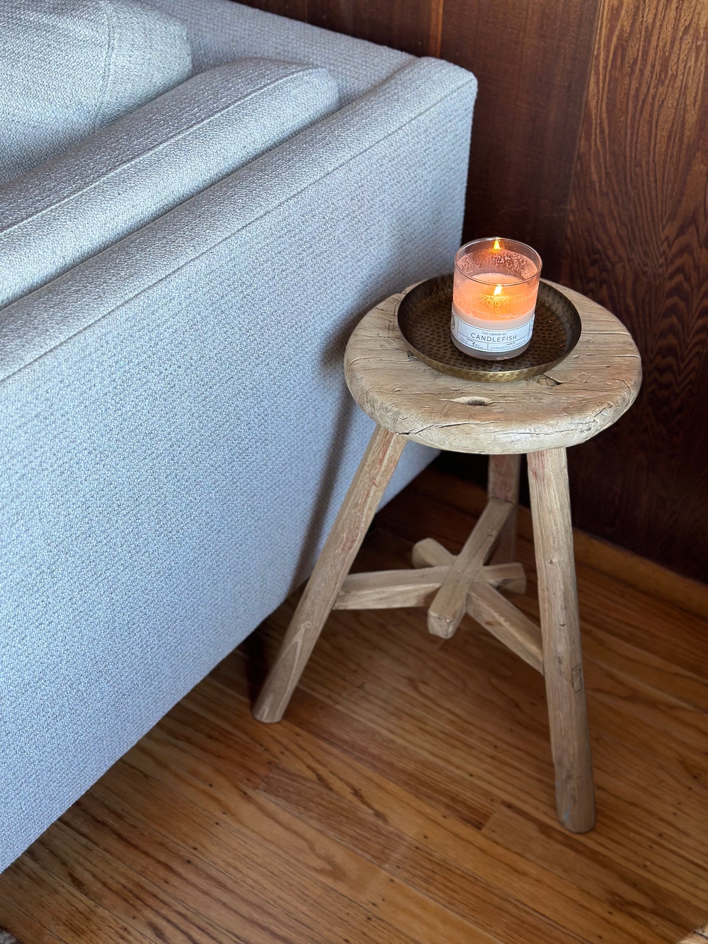 Vintage Reclaimed Tall Elm Stool (Round)