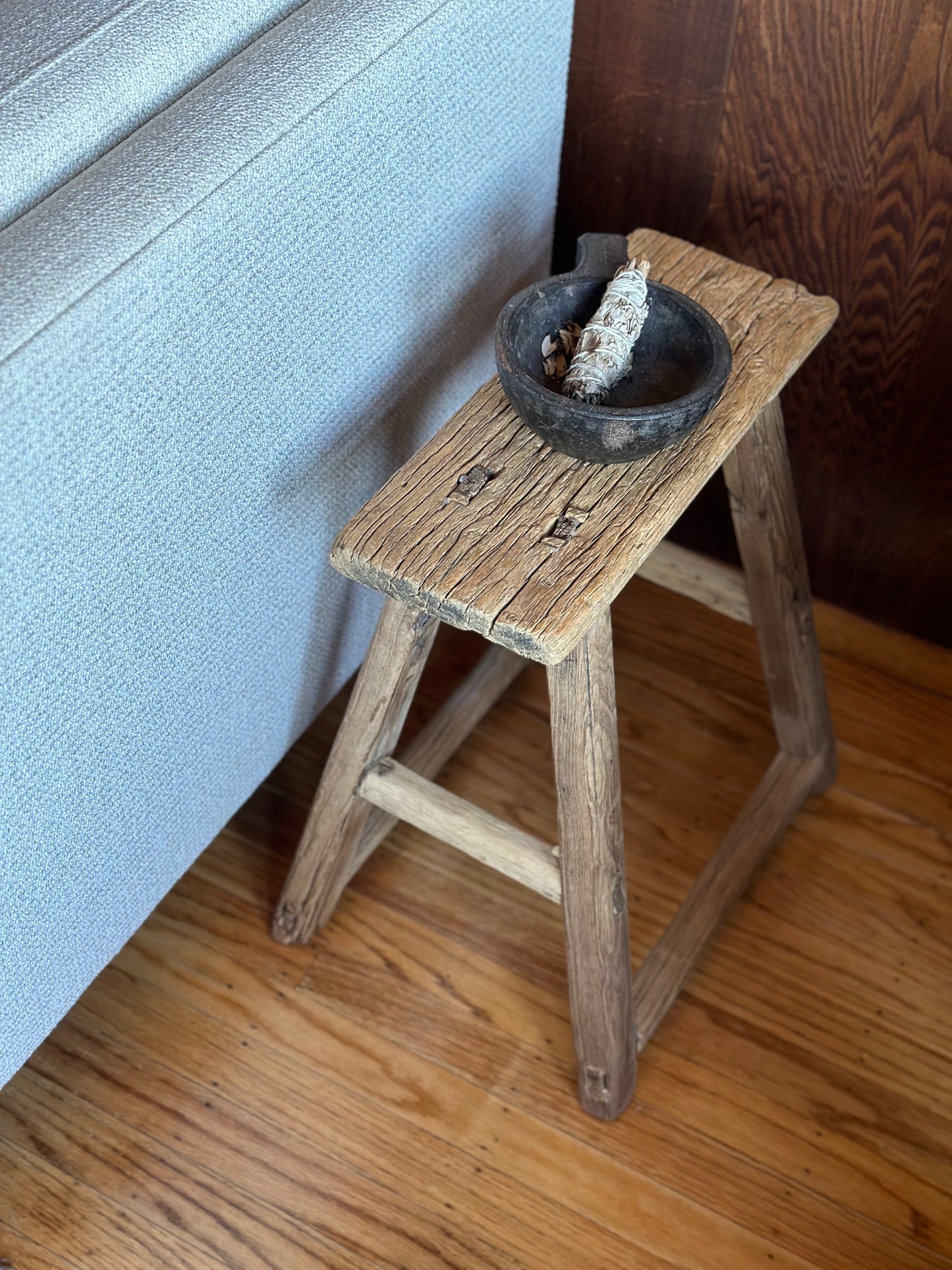 Vintage Reclaimed Tall Elm Stool (Rectangular)