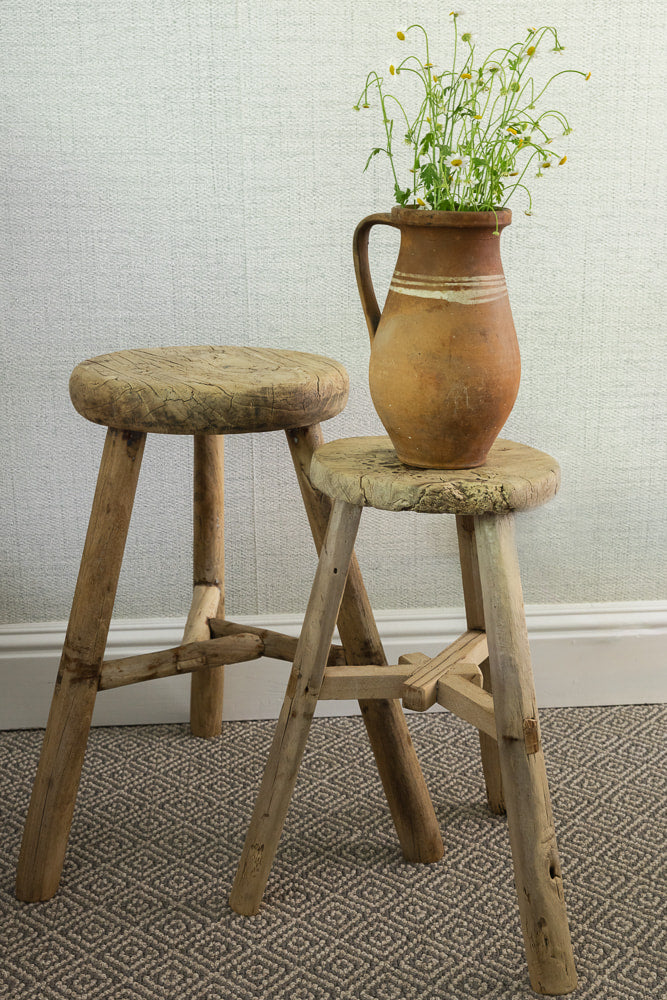 Vintage Reclaimed Tall Elm Stool (Round)