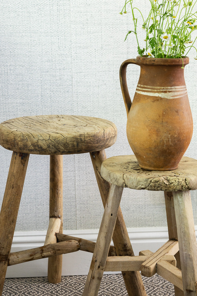 Vintage Reclaimed Tall Elm Stool (Round)