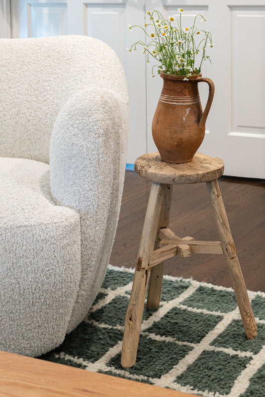 Vintage Reclaimed Tall Elm Stool (Round)