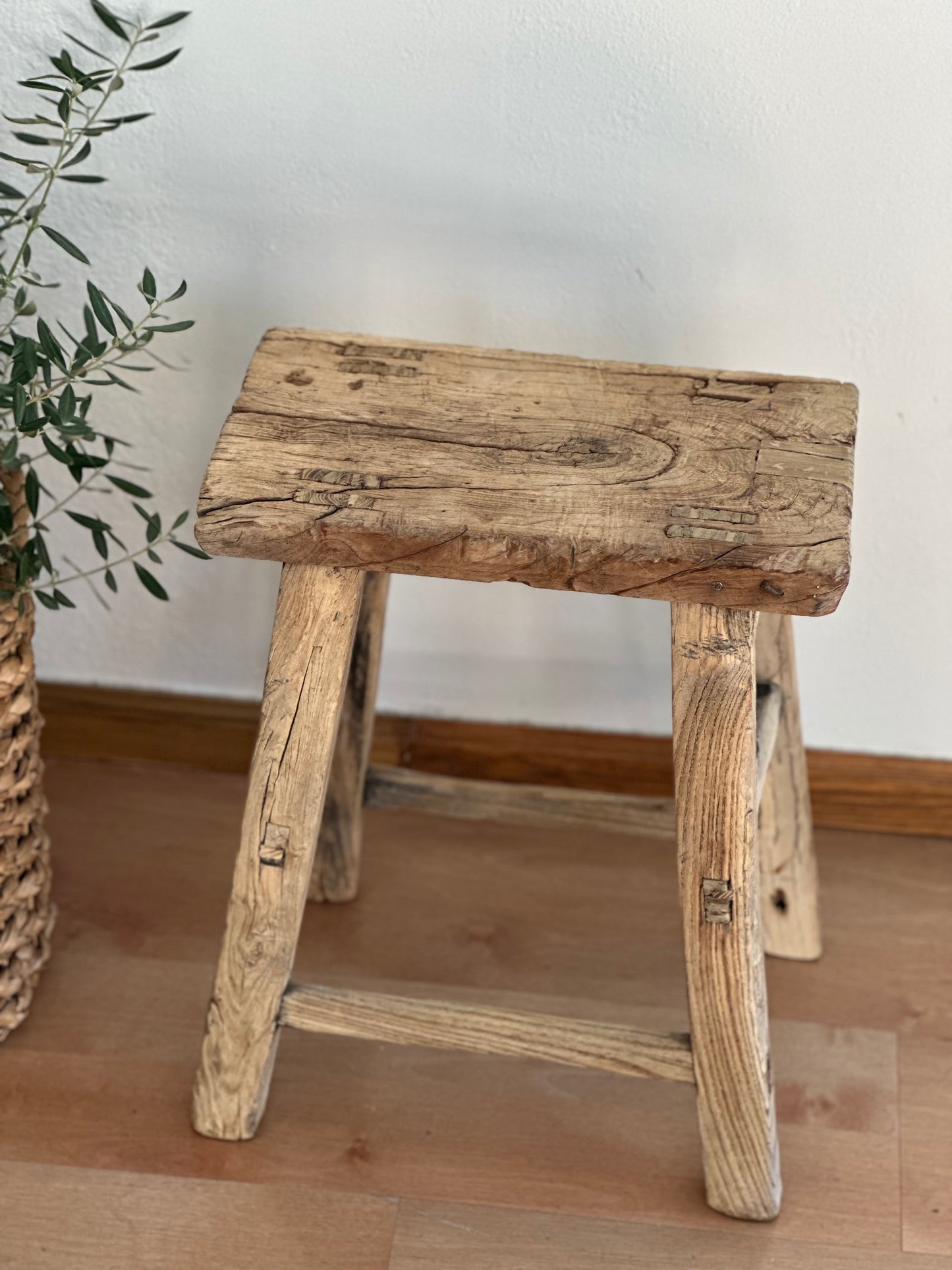 Vintage Reclaimed Tall Elm Stool (Rectangular)