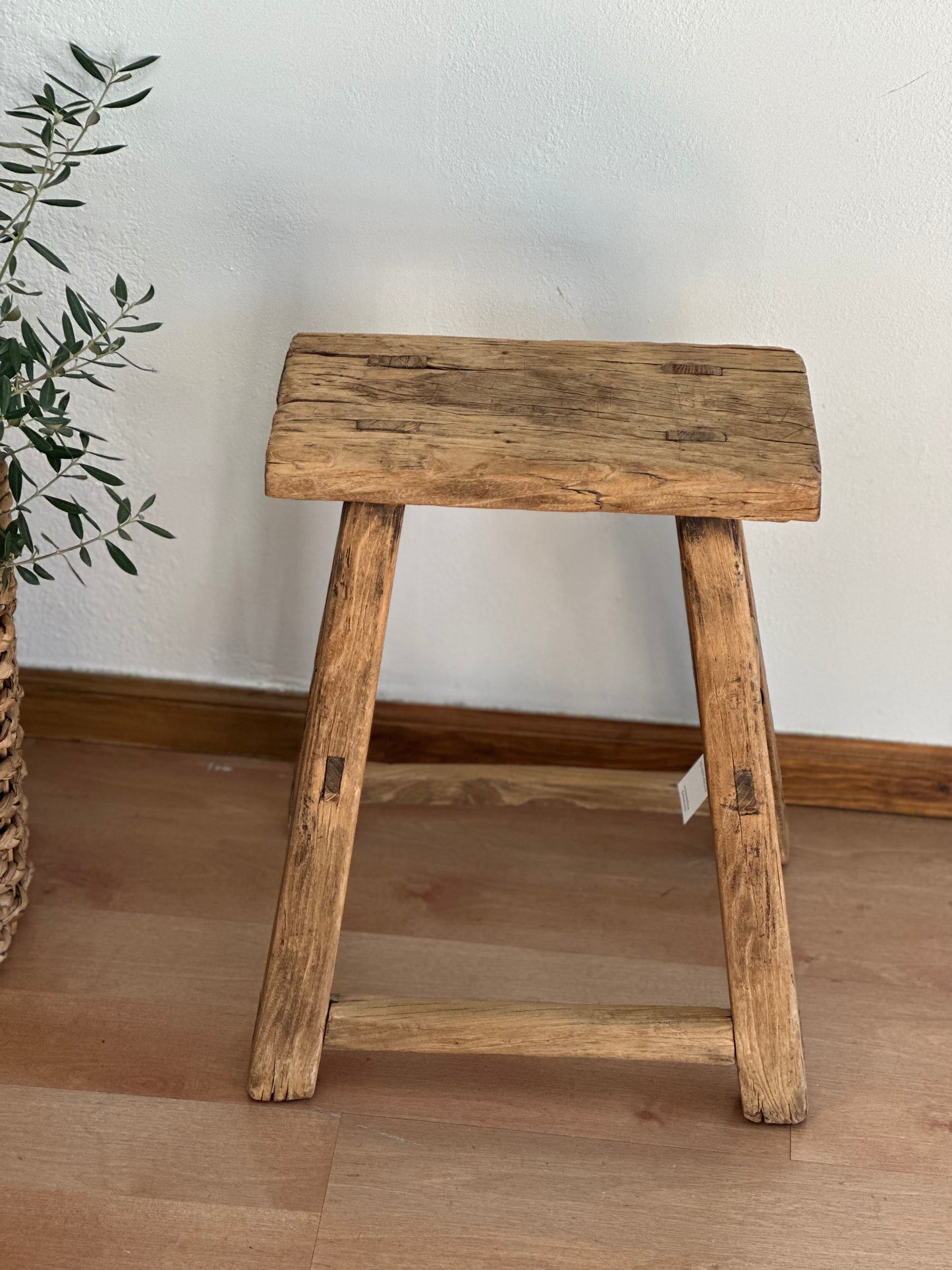 Vintage Reclaimed Tall Elm Stool (Rectangular)